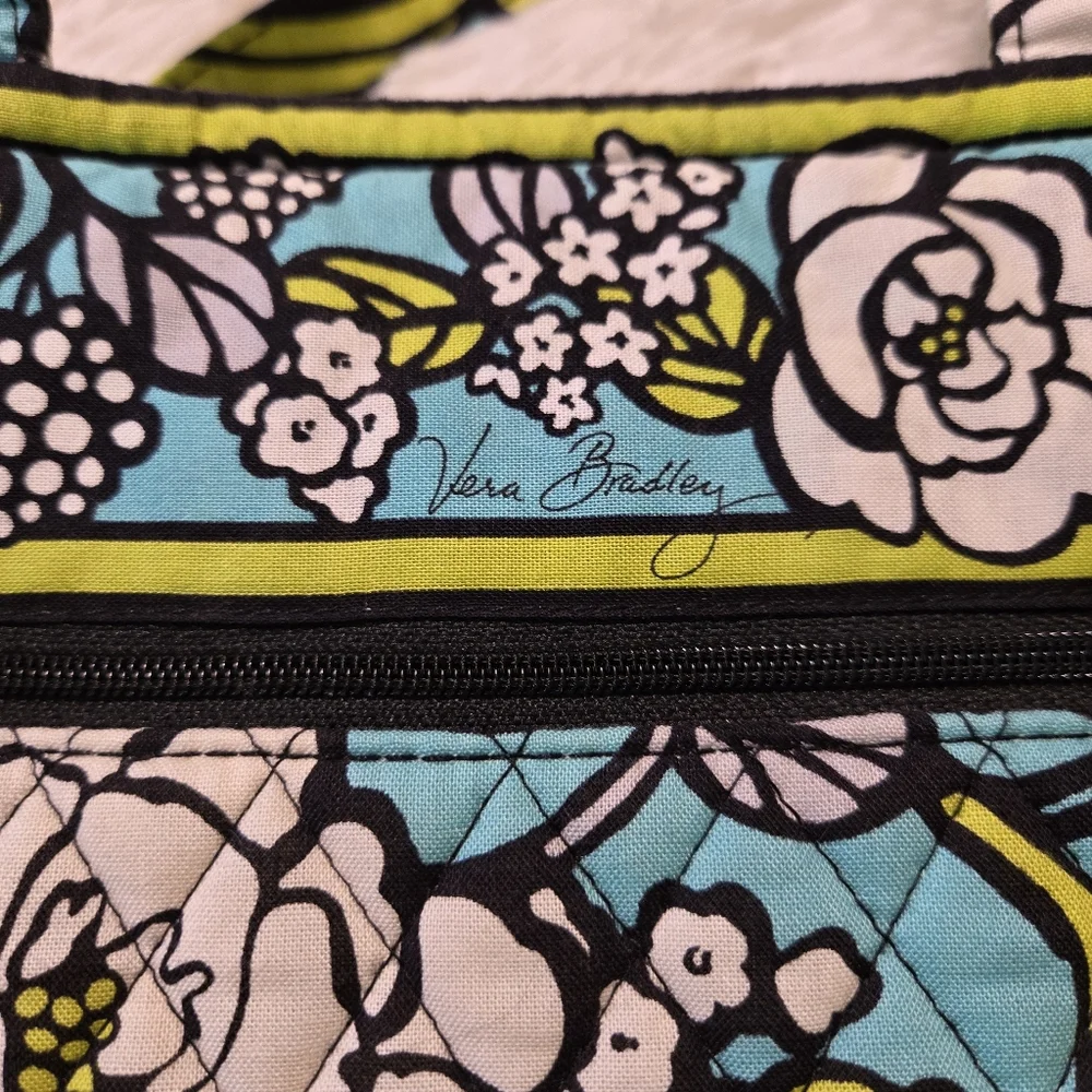 Vera Bradley Laptop Bag Checkpoint‎ Friendly Island Blooms Lime Turquoise Black